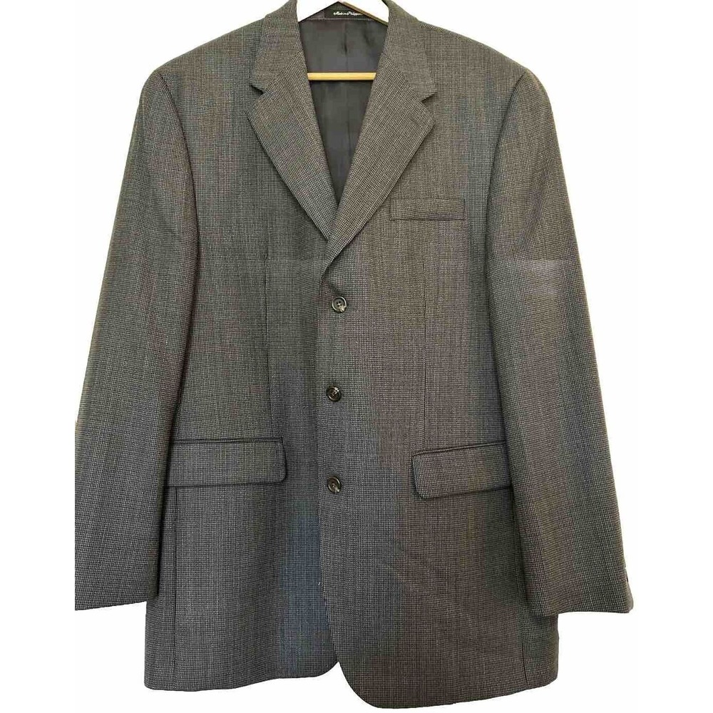 Lauren Ralph Lauren Men’s 42L Wool Blazer Brown micro Check Suit Jacket